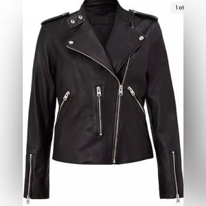 All saints klyn black leather Moto jacket 6US